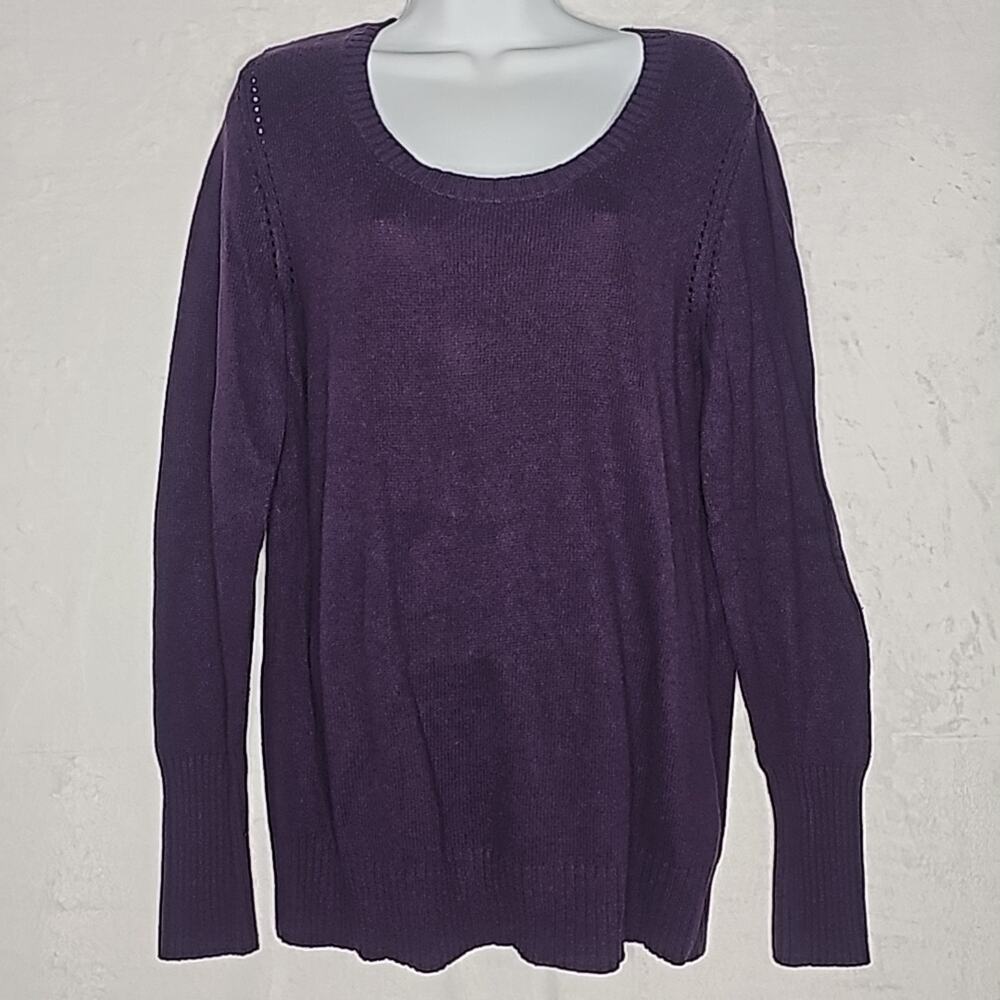 Women's Purple Scoop Neck Long Sleeve Sweater Sz L